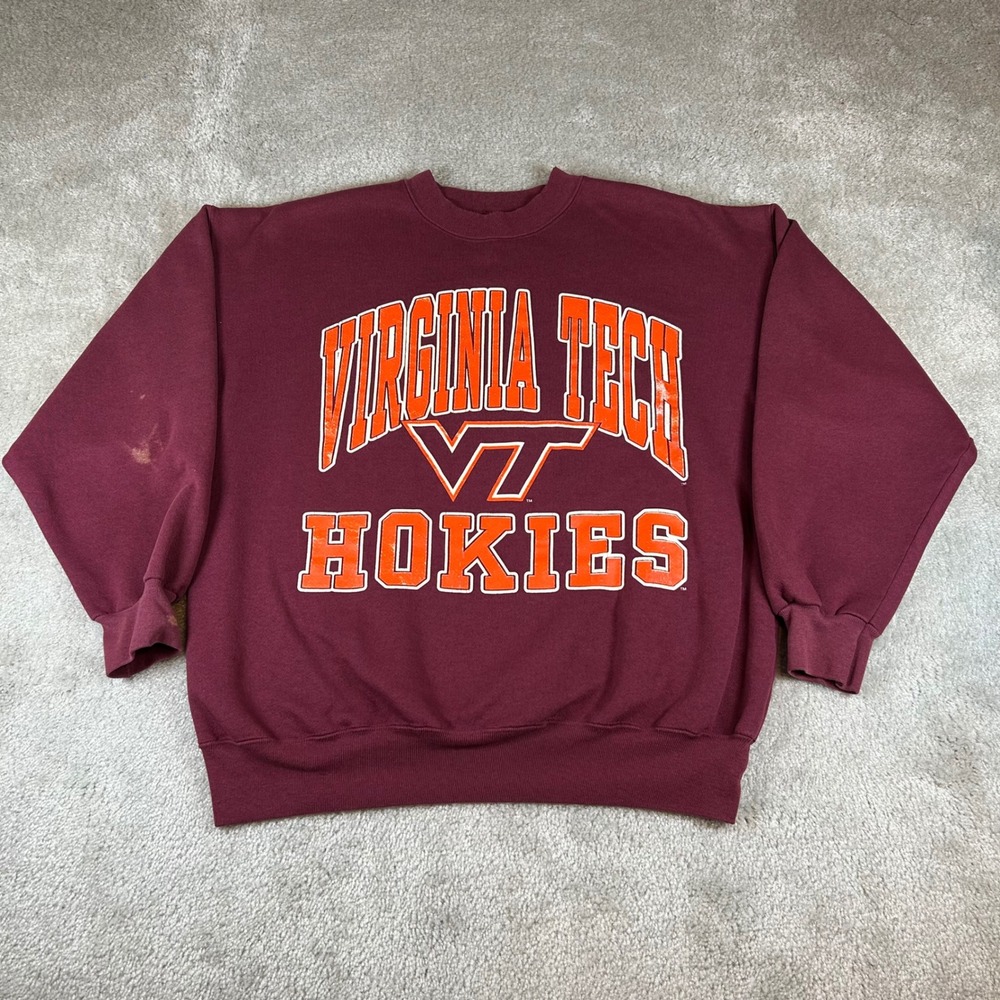 Vintage Dodger Virginia Tech Hokies Sweatshirt Mens M Maroon Graphic Pullover